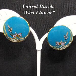 Laurel Burch Wind Flower Earrings, Gold Plated, 1980s Vintage Jewelry